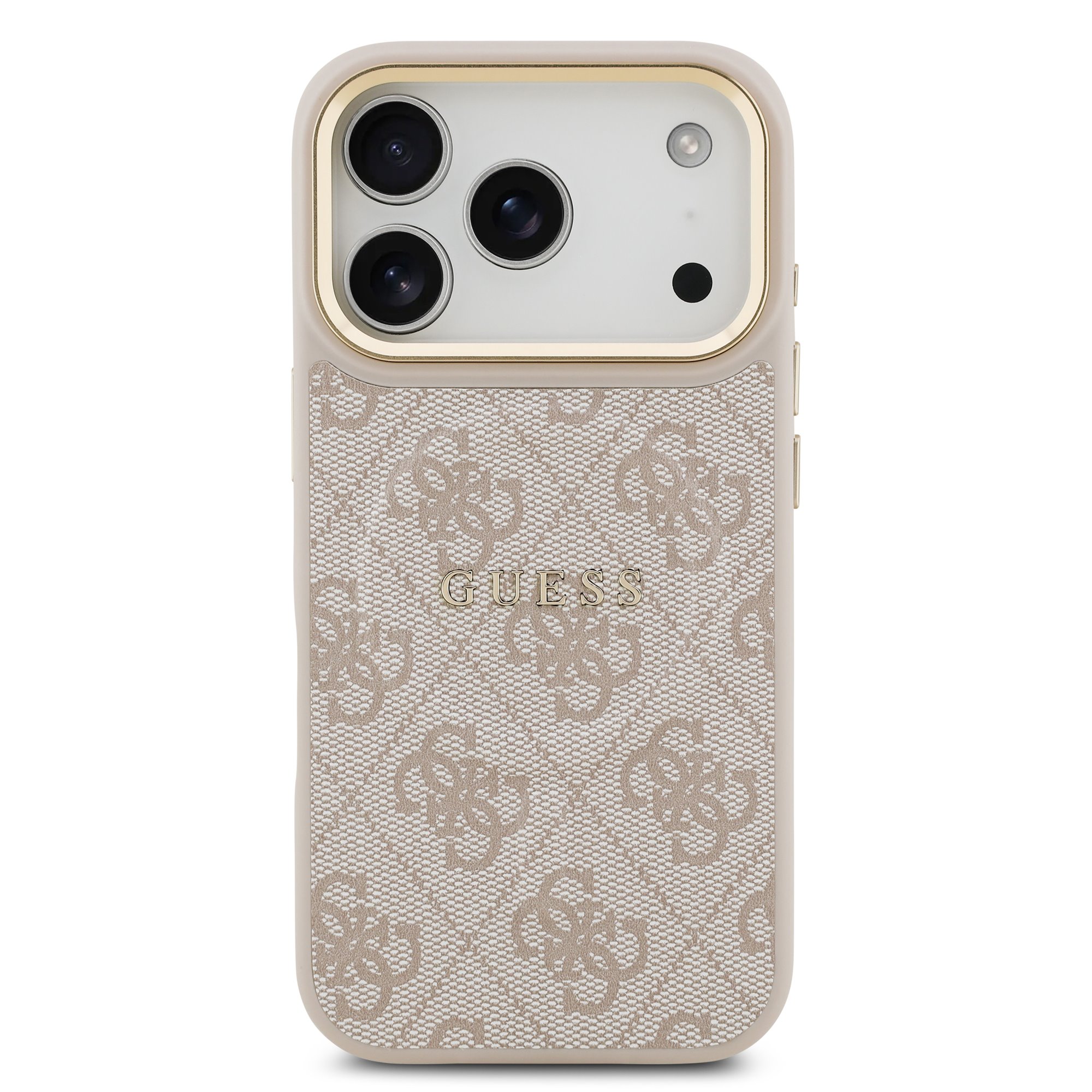 GUESS Калъф за iPhone 17 Pro Max, PU Leather 4G Gold Frame MagSafe, розов – GUHMP17XP4MSEGCP