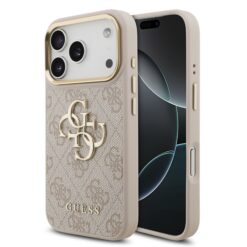 GUESS Калъф за iPhone 17 Pro Max, PU Leather 4G Metal Logo Gold Frame, розов – GUHCP17X4GMGCPI