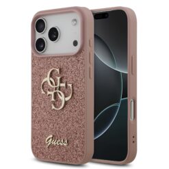 GUESS Калъф Apple iPhone 17 Pro, PU Fixed Glitter 4G Metal Logo, розов – GUHCP17LHG4SGP