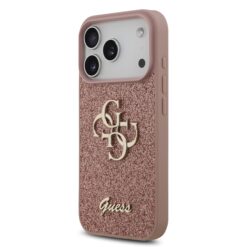 GUESS Калъф Apple iPhone 17 Pro, PU Fixed Glitter 4G Metal Logo, розов  – GUHCP17LHG4SGP