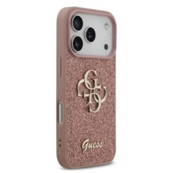 GUESS Калъф Apple iPhone 17 Pro, PU Fixed Glitter 4G Metal Logo, розов – GUHCP17LHG4SGP