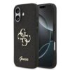 GUESS Калъф за iPhone 17, Fixed Glitter 4G Metal Logo, черен – GUHCP17SHG4SGK