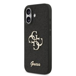 GUESS Калъф за iPhone 17, Fixed Glitter 4G Metal Logo, черен – GUHCP17SHG4SGK