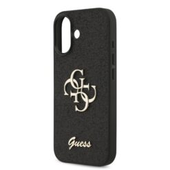 GUESS Калъф за iPhone 17, Fixed Glitter 4G Metal Logo, черен – GUHCP17SHG4SGK