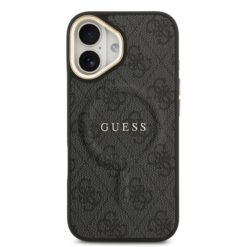 GUESS Калъф за iPhone 17, PU Leather 4G Gold Frame MagSafe, черен – GUHMP17SP4MSEGCK