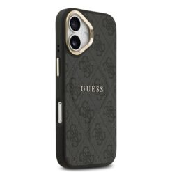GUESS Калъф за iPhone 17, PU Leather 4G Gold Frame MagSafe, черен – GUHMP17SP4MSEGCK