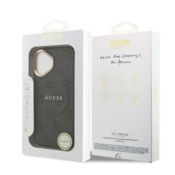 GUESS Калъф за iPhone 17, PU Leather 4G Gold Frame MagSafe, черен – GUHMP17SP4MSEGCK
