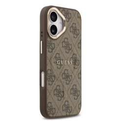 GUESS Калъф за iPhone 17, PU Leather 4G Gold Frame MagSafe, кафяв – GUHMP17SP4MSEGCW