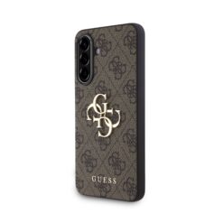 GUESS Калъф за Samsung A56, PU 4G Metal Logo, кафяв