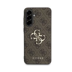 GUESS Калъф за Samsung A56, PU 4G Metal Logo, кафяв