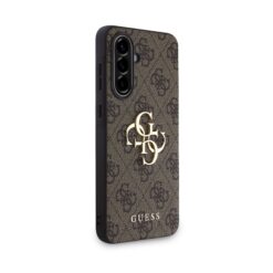 GUESS Калъф за Samsung A56, PU 4G Metal Logo, кафяв