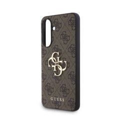 GUESS Калъф за Samsung A56, PU 4G Metal Logo, кафяв