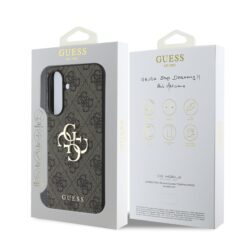 GUESS Калъф за Samsung A56, PU 4G Metal Logo, кафяв