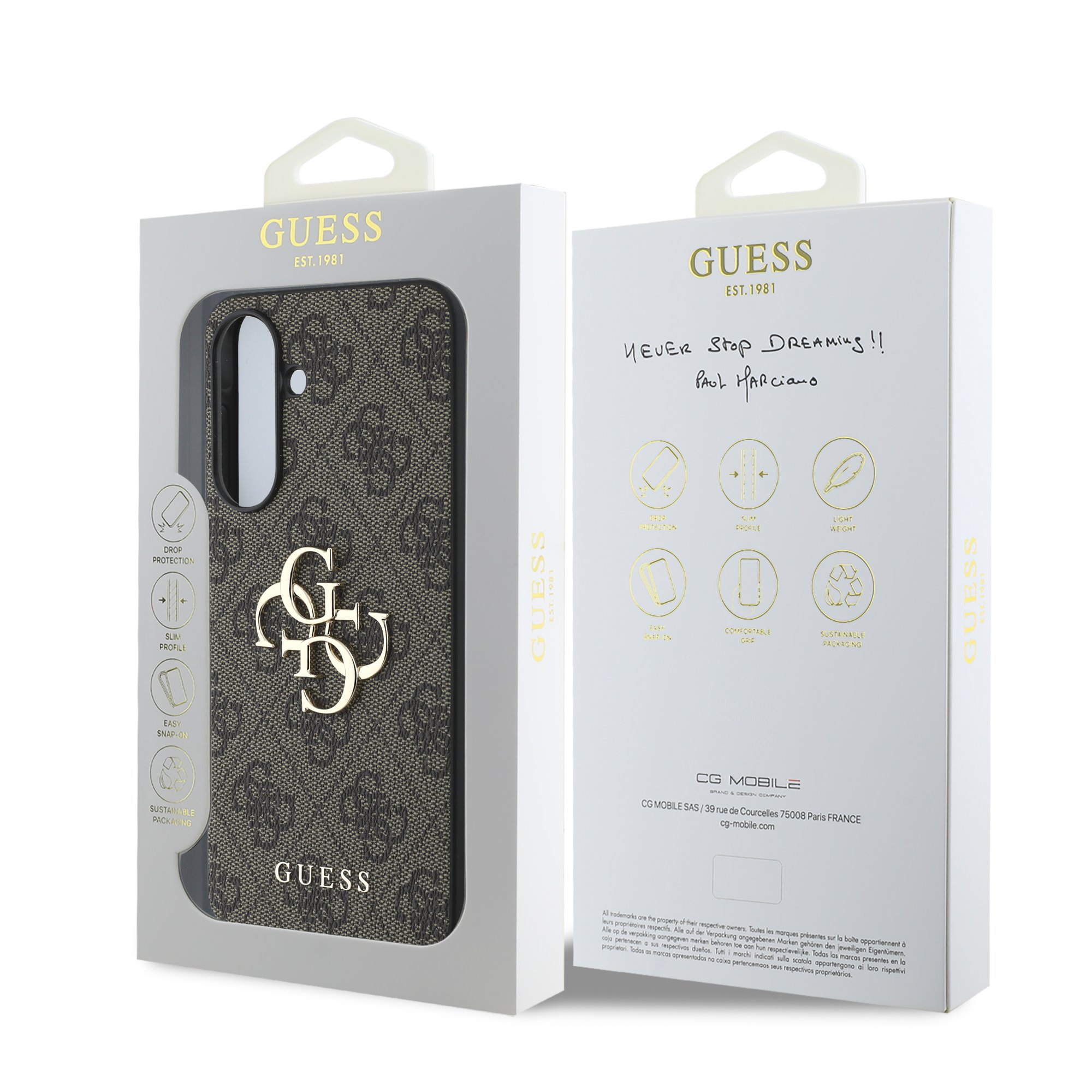 GUESS Калъф за Samsung A56, PU 4G Metal Logo, кафяв