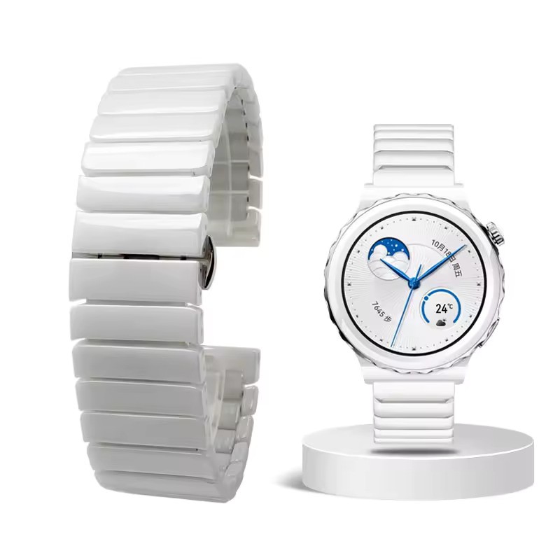 Каишка за Smart Watch 20мм, Ceramic Strap Slim, керамична /бяла/