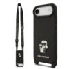 Karl Lagerfeld Калъф Apple iPhone 17 Air, Saffiano Metal K/C + Crossbody Strap /черен/ – KLHCP17MSAKCPBK