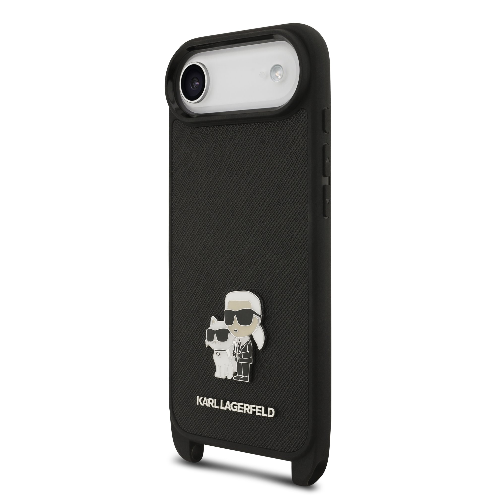 Karl Lagerfeld Калъф Apple iPhone 17 Air, Saffiano Metal K/C + Crossbody Strap /черен/ – KLHCP17MSAKCPBK