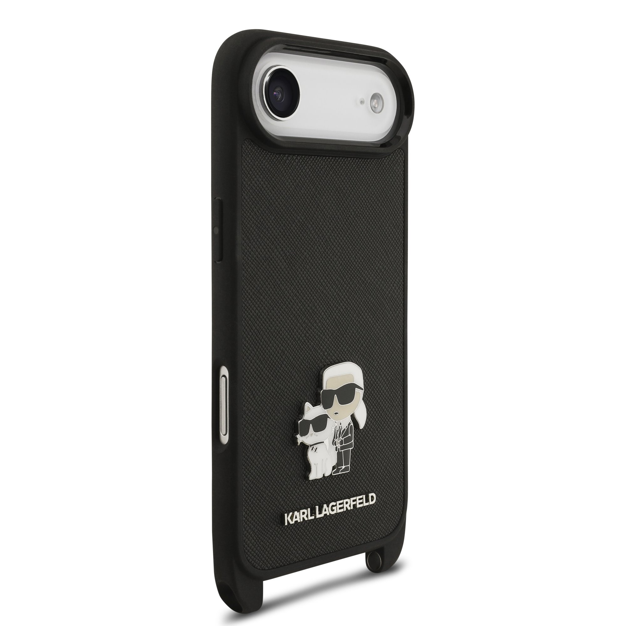 Karl Lagerfeld Калъф Apple iPhone 17 Air, Saffiano Metal K/C + Crossbody Strap /черен/ – KLHCP17MSAKCPBK