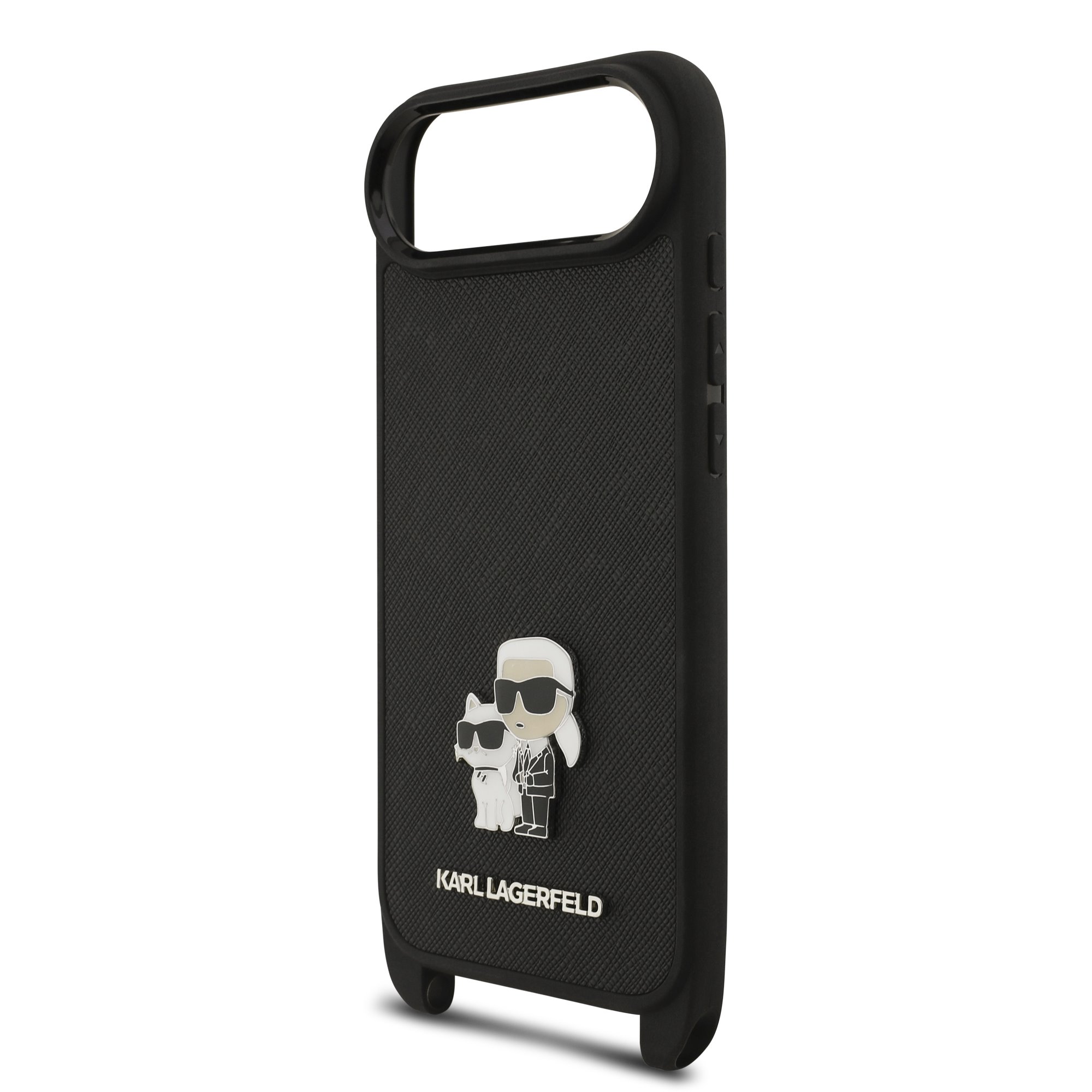 Karl Lagerfeld Калъф Apple iPhone 17 Air, Saffiano Metal K/C + Crossbody Strap /черен/ – KLHCP17MSAKCPBK