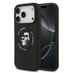 Karl Lagerfeld Калъф заiPhone 17 Pro, Liquid Silicone K/C MagSafe /черен/ – KLHMP17LSCMKCRHK
