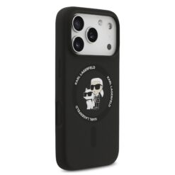 Karl Lagerfeld Калъф заiPhone 17 Pro, Liquid Silicone K/C MagSafe /черен/ – KLHMP17LSCMKCRHK