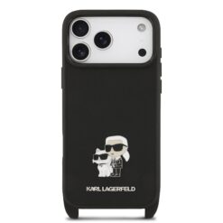 Karl Lagerfeld Калъф Apple iPhone 17 Pro Max, Saffiano Metal K/C + Crossbody Strap /черен/ – KLHCP17XSAKCPBK