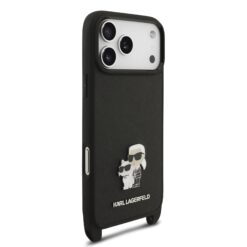 Karl Lagerfeld Калъф Apple iPhone 17 Pro Max, Saffiano Metal K/C + Crossbody Strap /черен/ – KLHCP17XSAKCPBK