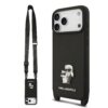 Karl Lagerfeld Калъф Apple iPhone 17 Pro, Saffiano Metal K/C + Crossbody Strap /черен/ – KLHCP17LSAKCPBK