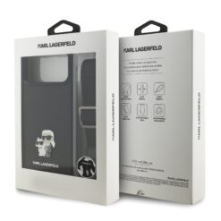 Karl Lagerfeld Калъф Apple iPhone 17 Pro, Saffiano Metal K/C + Crossbody Strap /черен/ – KLHCP17LSAKCPBK