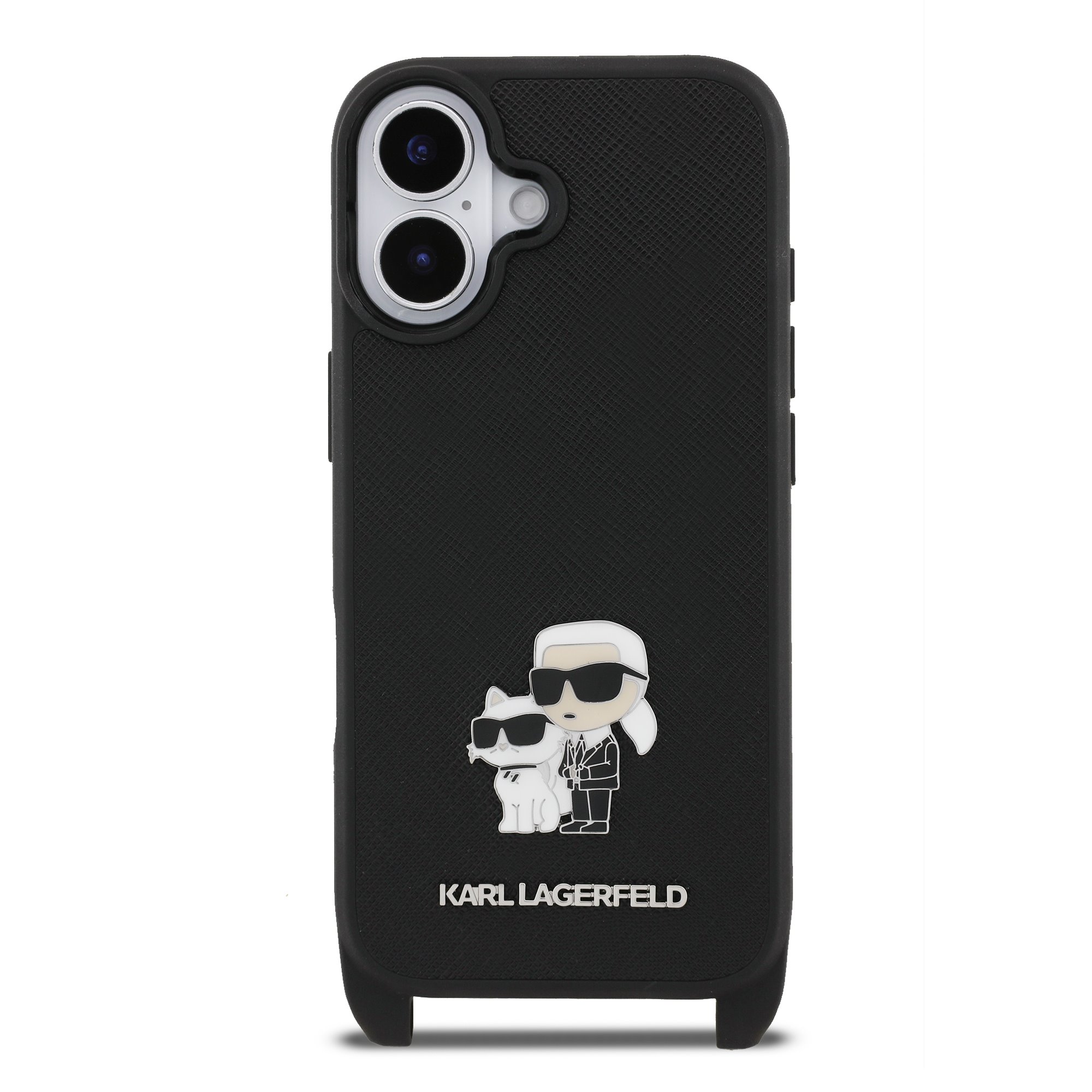 Karl Lagerfeld Калъф Apple iPhone 17, Saffiano Metal K/C + Crossbody Strap /черен/ – KLHCP17SSAKCPBK