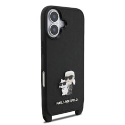 Karl Lagerfeld Калъф Apple iPhone 17, Saffiano Metal K/C + Crossbody Strap /черен/ – KLHCP17SSAKCPBK
