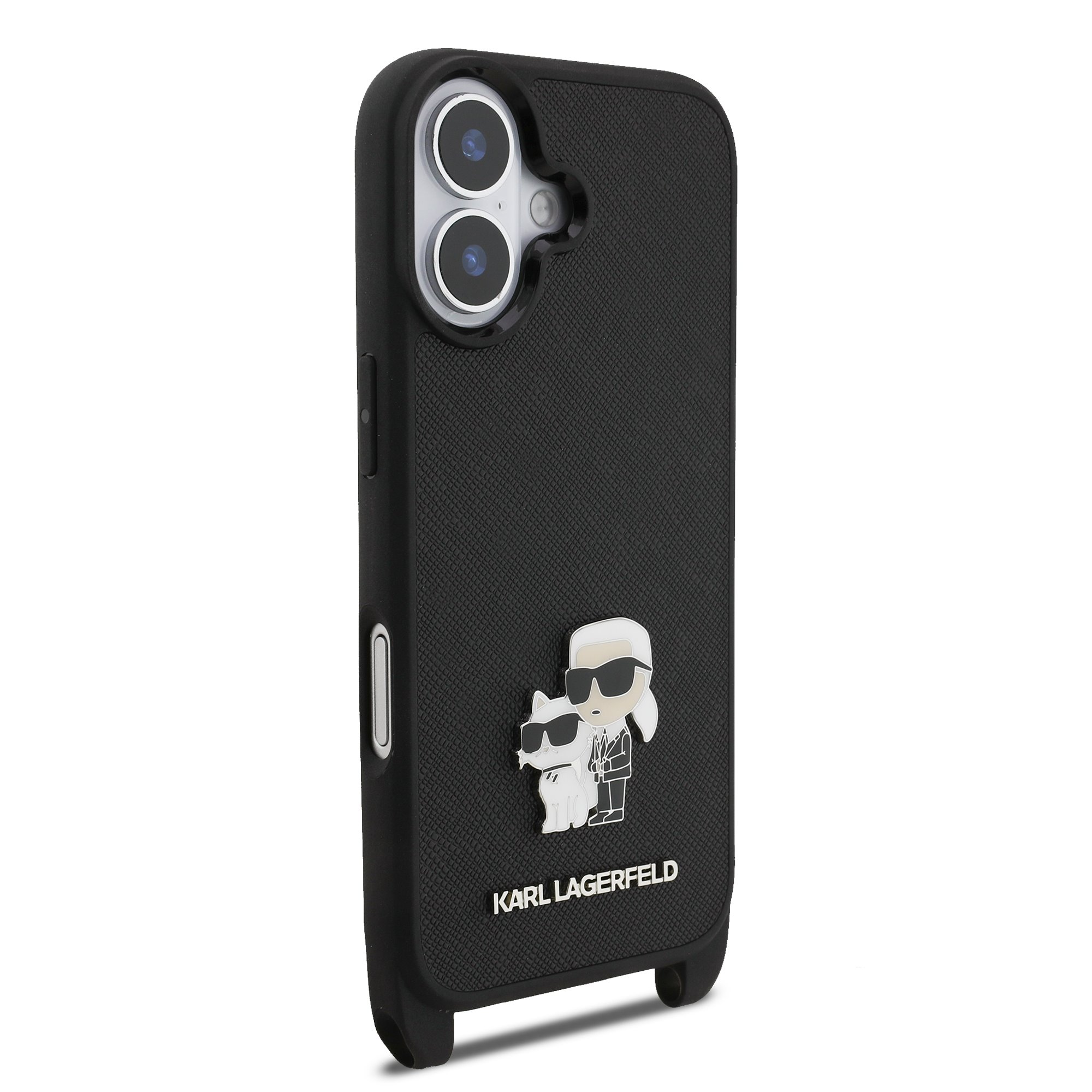 Karl Lagerfeld Калъф Apple iPhone 17, Saffiano Metal K/C + Crossbody Strap /черен/ – KLHCP17SSAKCPBK