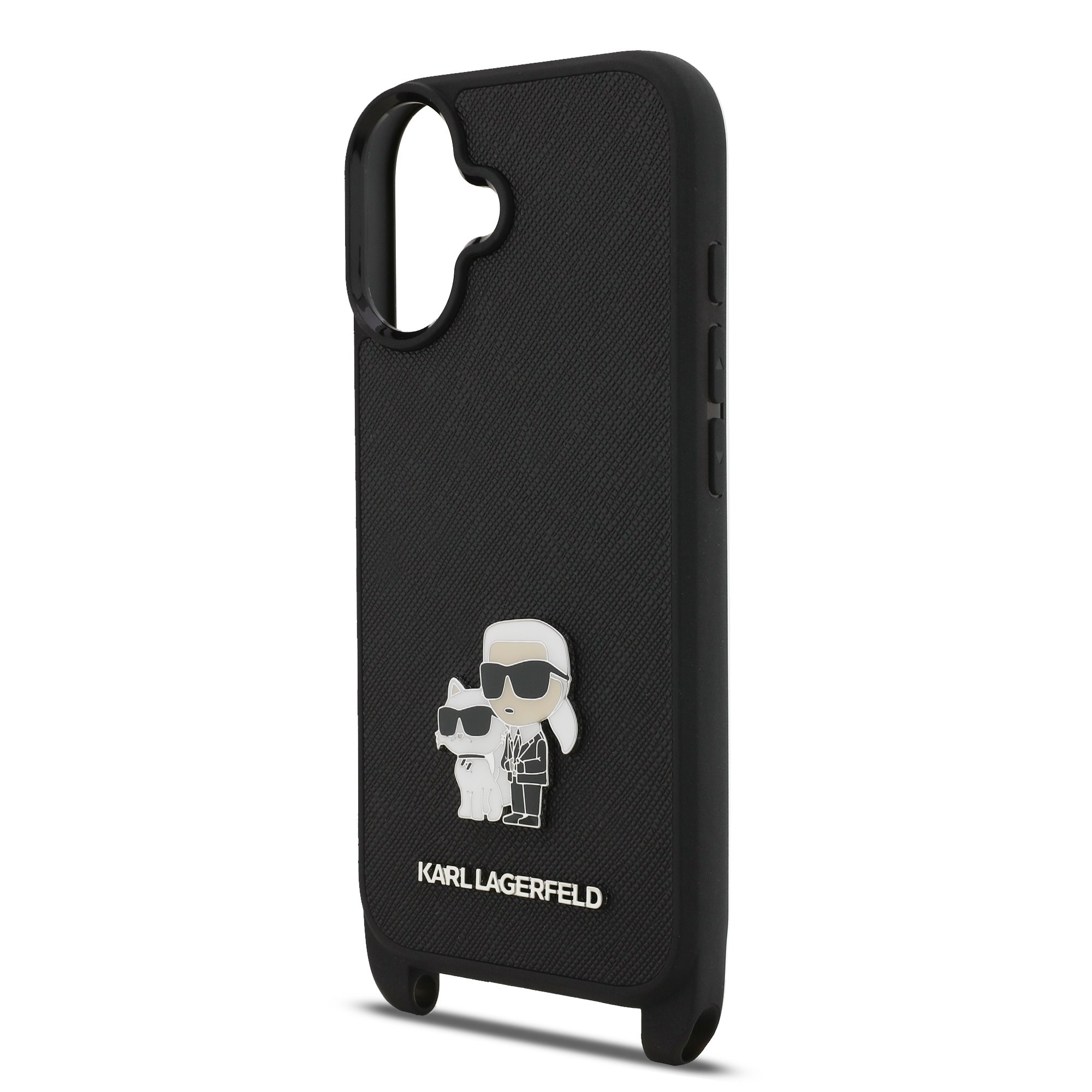 Karl Lagerfeld Калъф Apple iPhone 17, Saffiano Metal K/C + Crossbody Strap /черен/ – KLHCP17SSAKCPBK