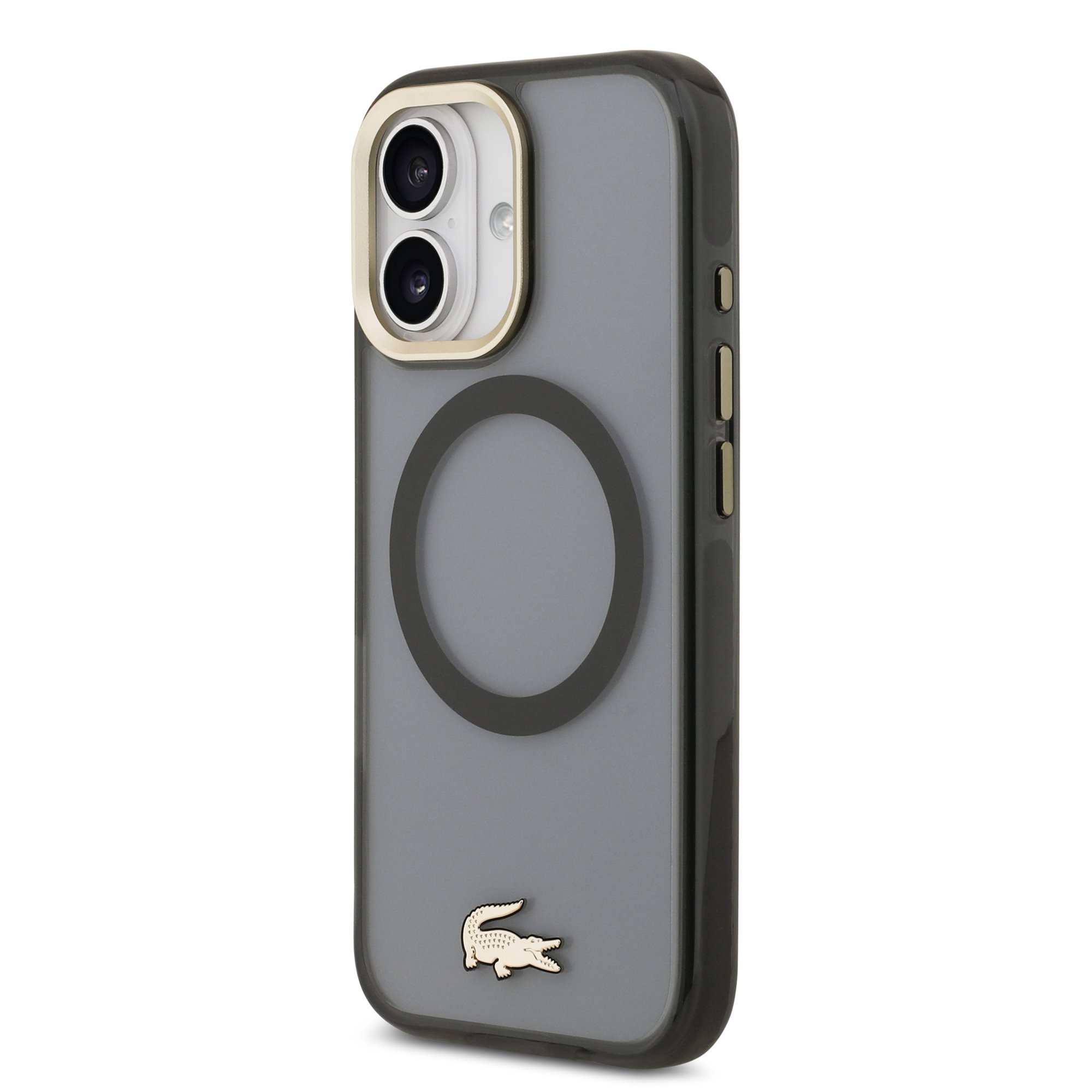 LACOSTE Калъф за iPhone 17, Frosted Finish Gold Logo MagSafe Black