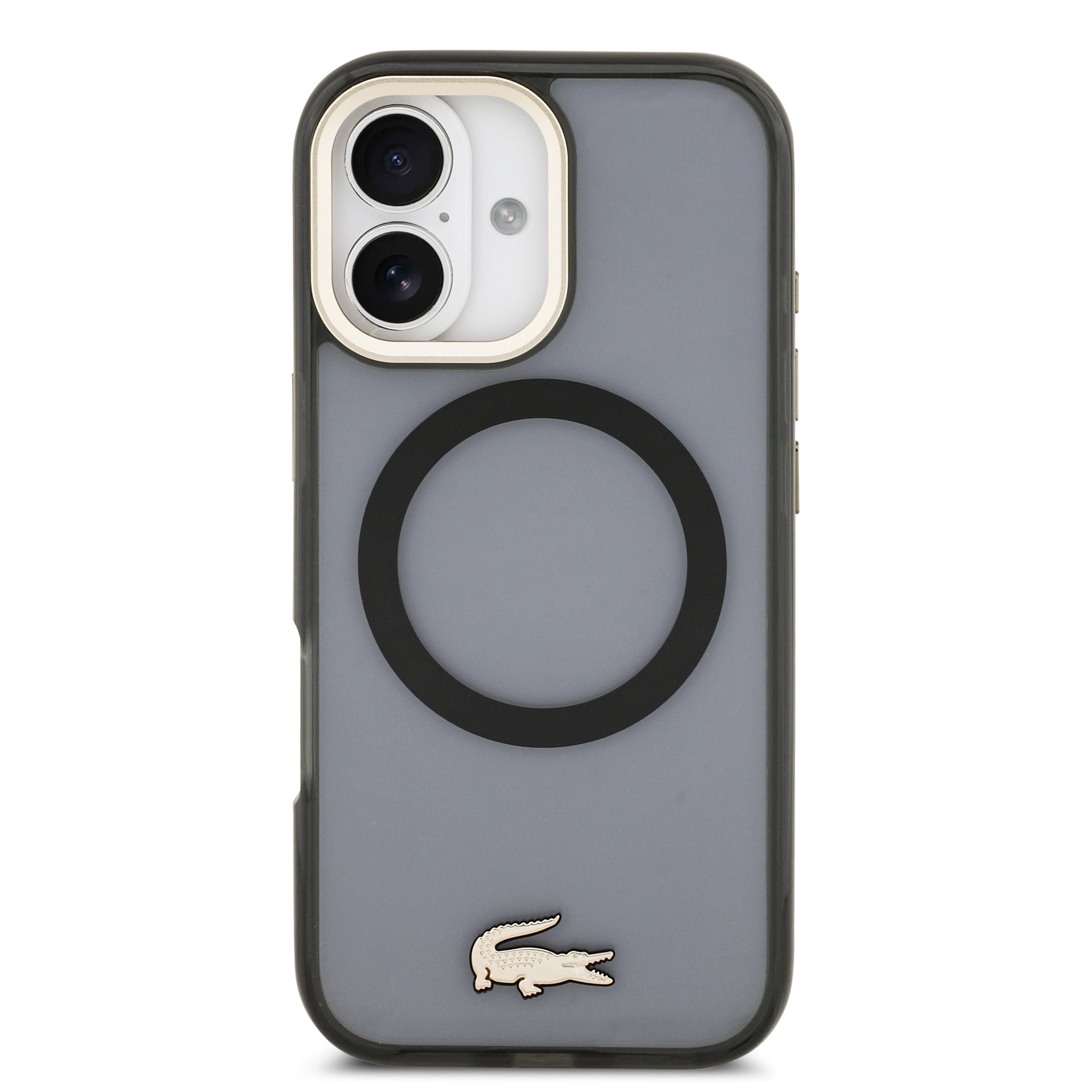 LACOSTE Калъф за iPhone 17, Frosted Finish Gold Logo MagSafe Black
