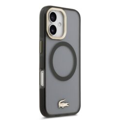 LACOSTE Калъф за iPhone 17, Frosted Finish Gold Logo MagSafe Black