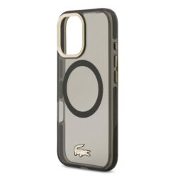 LACOSTE Калъф за iPhone 17, Frosted Finish Gold Logo MagSafe Black