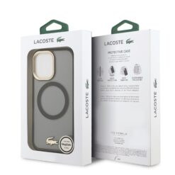 LACOSTE Калъф за iPhone 17, Frosted Finish Gold Logo MagSafe Black