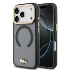 LACOSTE Калъф Apple iPhone 17 Pro Max, PC/TPU Frosted Finish Gold Logo MagSafe Black – LCHMP17XUFWAK