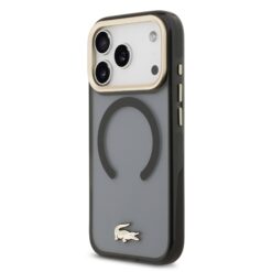 LACOSTE Калъф Apple iPhone 17 Pro, PC/TPU Frosted Finish Gold Logo MagSafe Black –