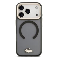 LACOSTE Калъф Apple iPhone 17 Pro, PC/TPU Frosted Finish Gold Logo MagSafe Black –