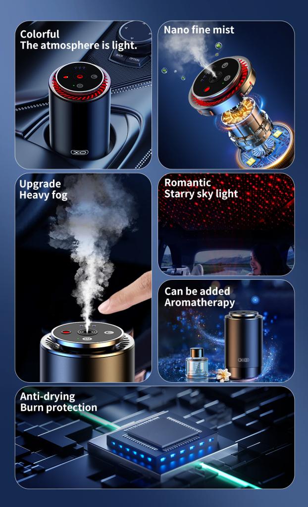 Ароматизатор за автомобил colorful lights + starry sky top CZ022/черен/ XO