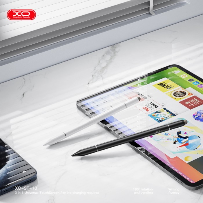 Универсална писалка, 3in1 touch-sensitive, ST-10 /бяла/ – XO