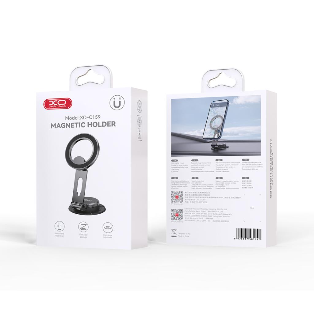 XO магнитна стойка за телефон Magnetic 360 rotating stand с лепяща основа C159 /графитен/