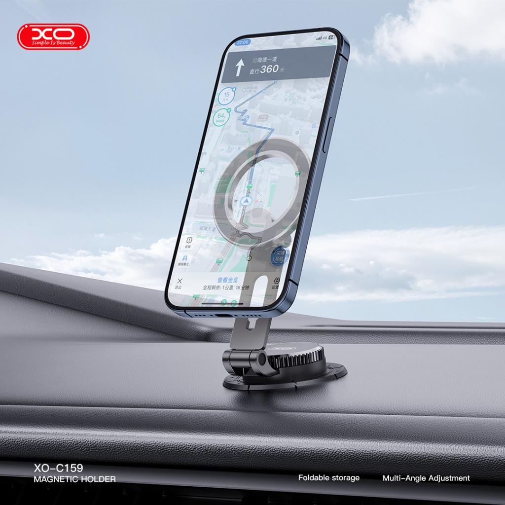 XO магнитна стойка за телефон Magnetic 360 rotating stand с лепяща основа C159 /графитен/