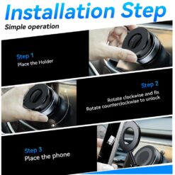 Магнитна стойка за телефон с вакуум Suction cup, Manual locking C169 /черен/