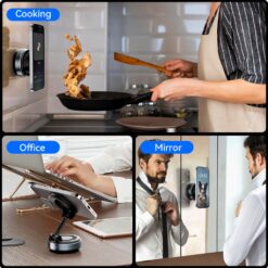 Магнитна стойка за телефон с вакуум Suction cup, Manual locking C169 /черен/