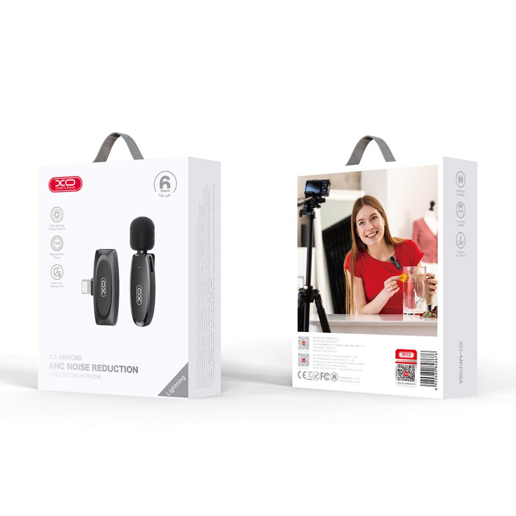 XO Микрофон, Lightning, AI Noice-reduction, WIreless MKF08B /черен/