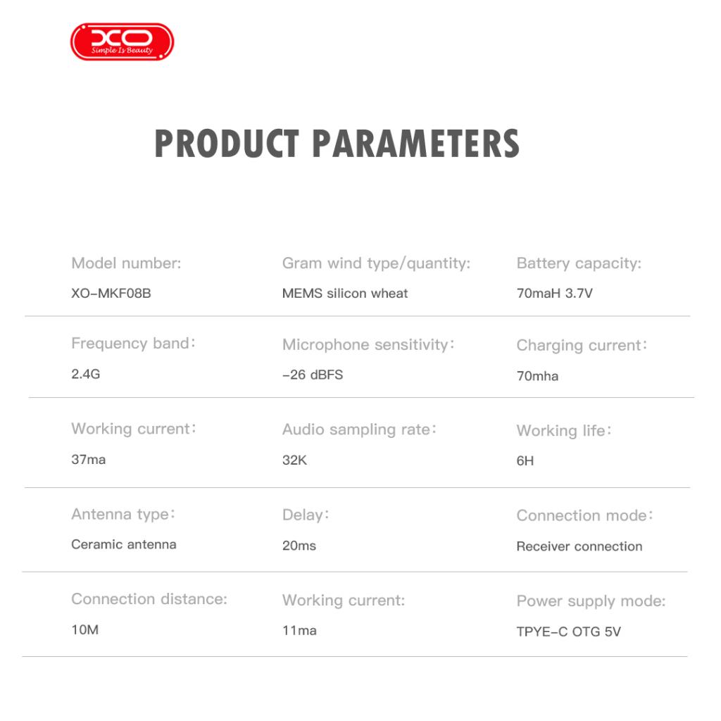 XO Микрофон, Lightning, AI Noice-reduction, WIreless MKF08B /черен/
