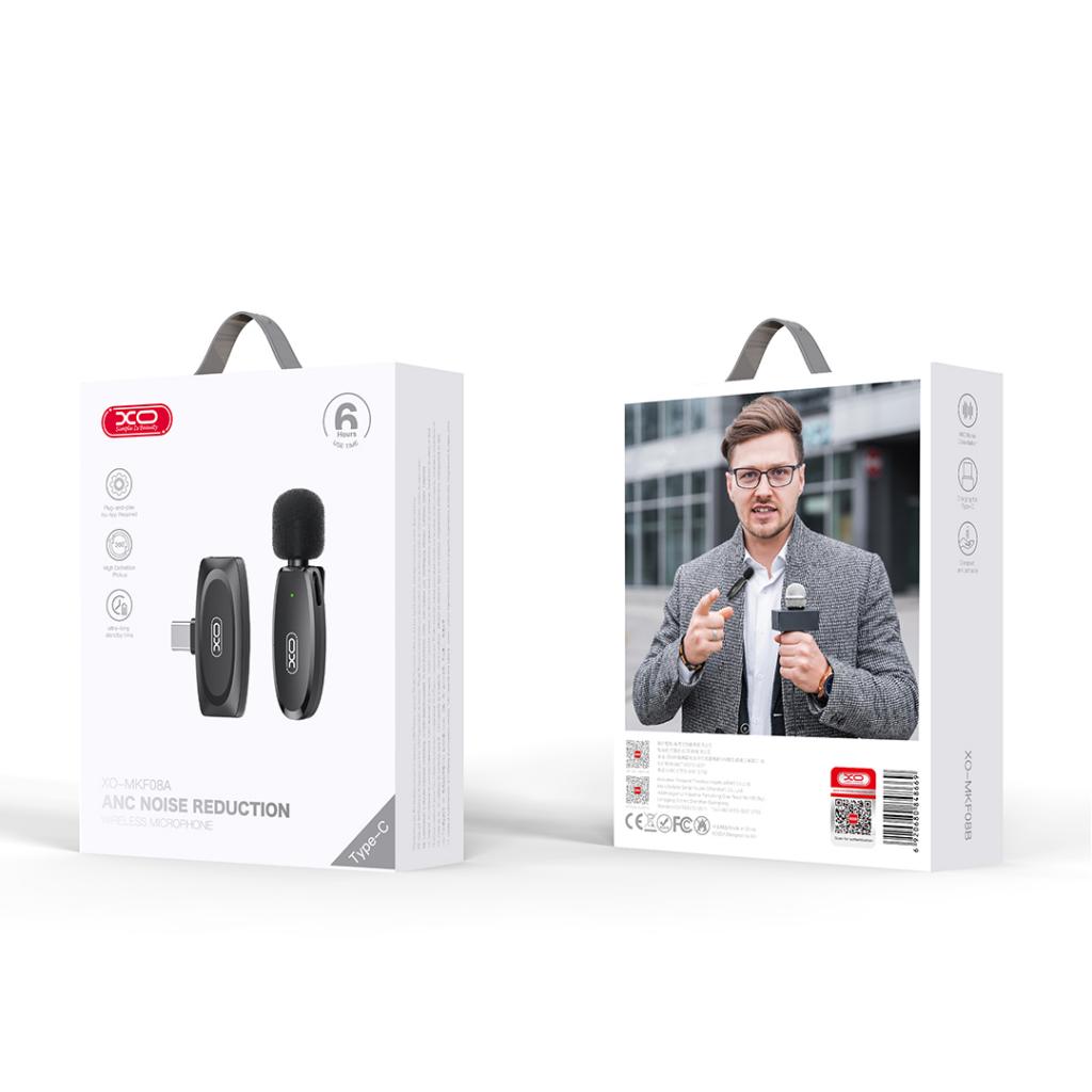 XO Безжичен микрофон, Type-C, AI Noice-reduction, WIreless MKF08A /черен/